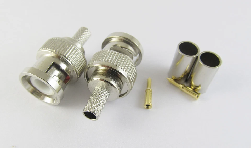 100x 3 Piece BNC Male Plug Crimp RG58 RG142 RG400 LMR195 RG223 Coaxial Connector