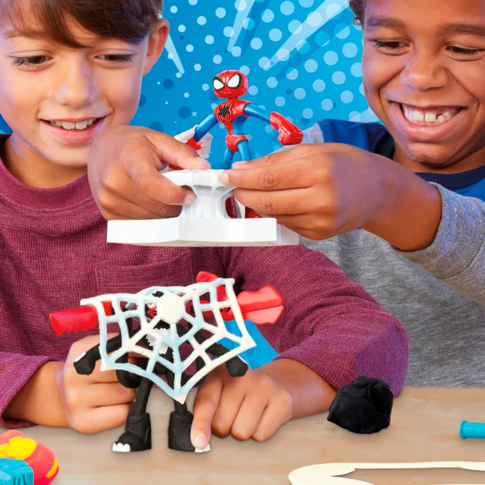 Play-Doh Marvel Spider-Man Lanzamiento y Rebanada Batalla Juego con 2 Figuras de Acción Bendy Foto 3 de 4