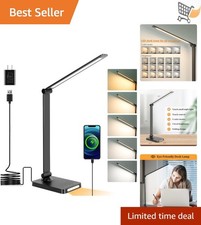 LED Desk Lamp Metal Touch Control 5 Color Modes 3 Brightness USB Ports