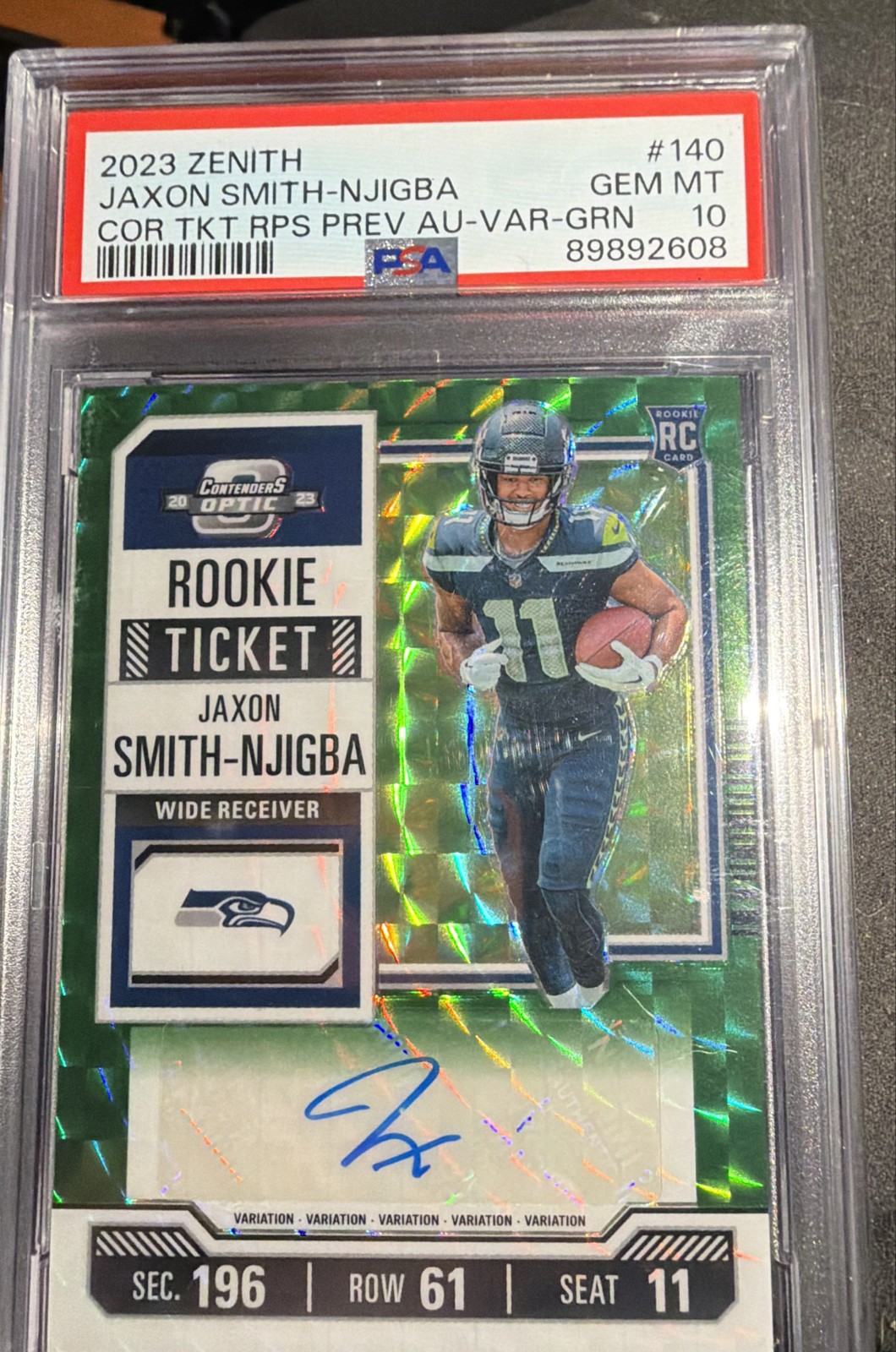 Jaxon Smith-Njigba Panini Zenith Contenders Optic Rookie Ticket Rps Preview Autographs #140 Variation