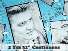 2 Yds 31" Elvis Presley Fabric Rare Cranston EPE 1950s Style Rock n Roll Cotton
