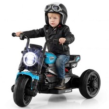 6V Kids Motorcycle w/Song,Story,LED Headlights,Accelerator Pedal  3 Wheels,Blue