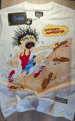 Hellstar Sports ''Reach Your Mountaintop'' Graphic T-Shirt White (Size M).