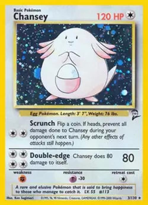 Chansey - 3/130 - Pokemon Base Set 2 Holo Rare Card WOTC NM
