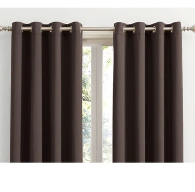 Sun Zero Blackout Curtain Pair Brown Grommet Sliding Patio Soundproof Extra Wide
