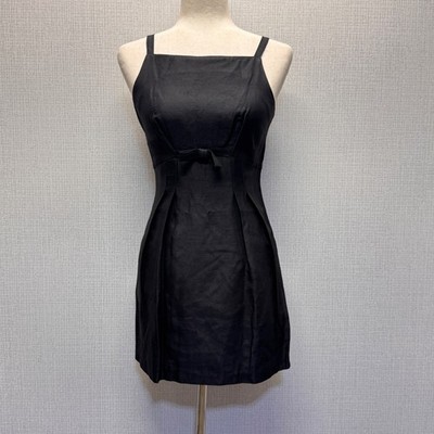 XOXO Mini Dress Womens 3 Black Vintage 90s Bow Empire Waist Pleated LBD Coquette