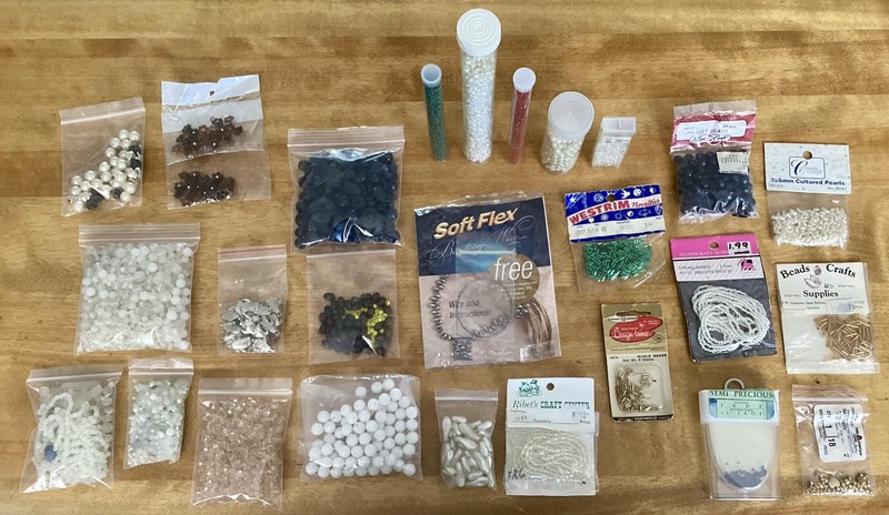 Large VTG Lot of Crafting/Jewelry Making Supplies-Mostly Beads, Almost 2 LBS