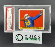 KENNY WASHINGTON 1948 LEAF ROOKIE BLACK NAME ON FRONT #17 PSA 7 Q6995