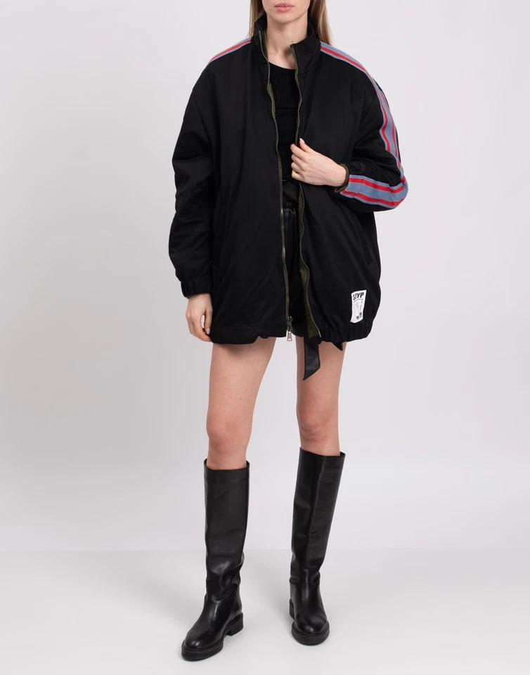 RRP €670 SJYP Bomber Style Jacket Size S Layered Striped Trim Logo Ribbed Neck - Image 2 of 4