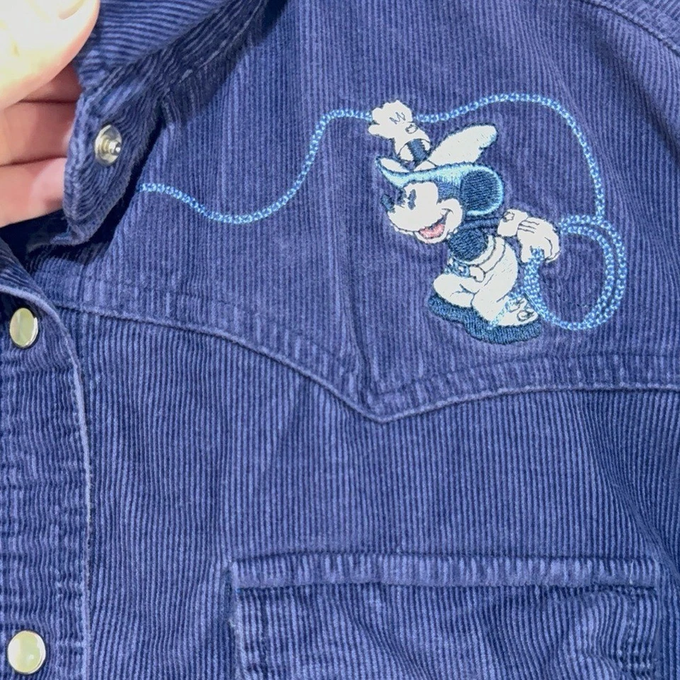 Camisa Manga Larga Western Azul Disney Pana Perla A Presión Cuello Abotonado Foto 3 de 4