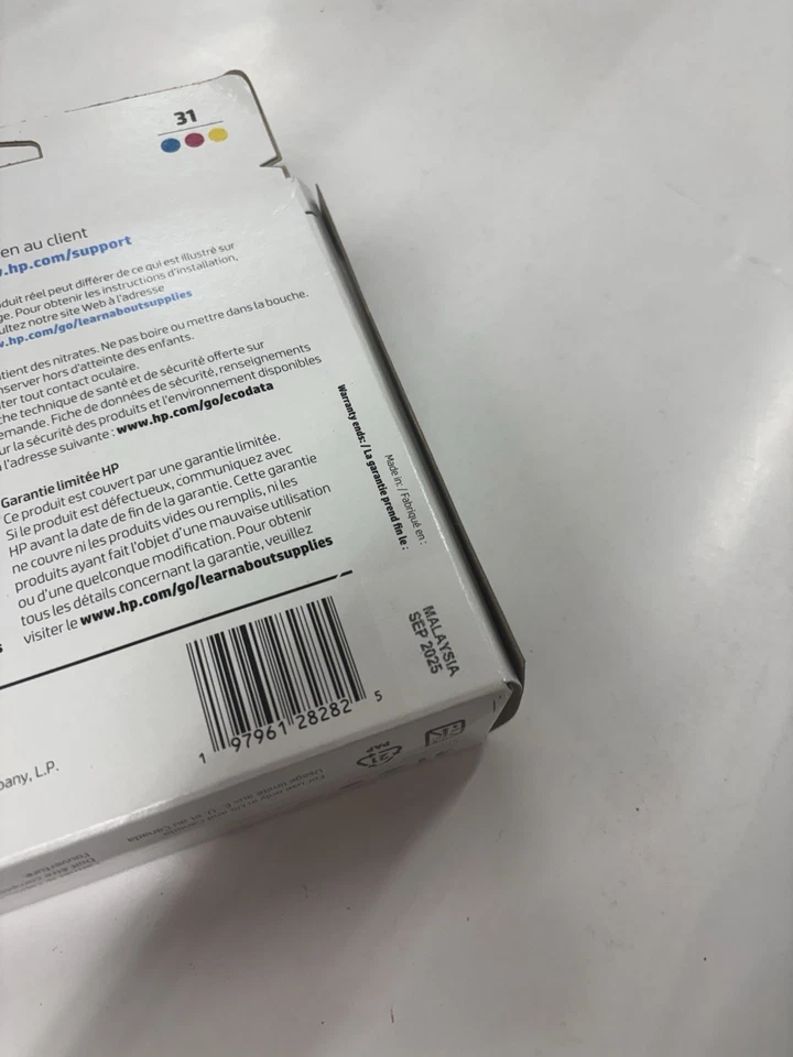 Genuine HP 31 3-Pack Cyan, Magenta, Yellow Ink Bottles 9C228AN EXP 9/25 - Image 3 of 3