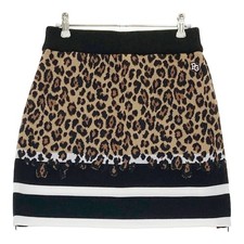 Size:1 PEARLY GATES 055-2234032 Wool Blend Knit Skirt Border Leopard Used STST-0