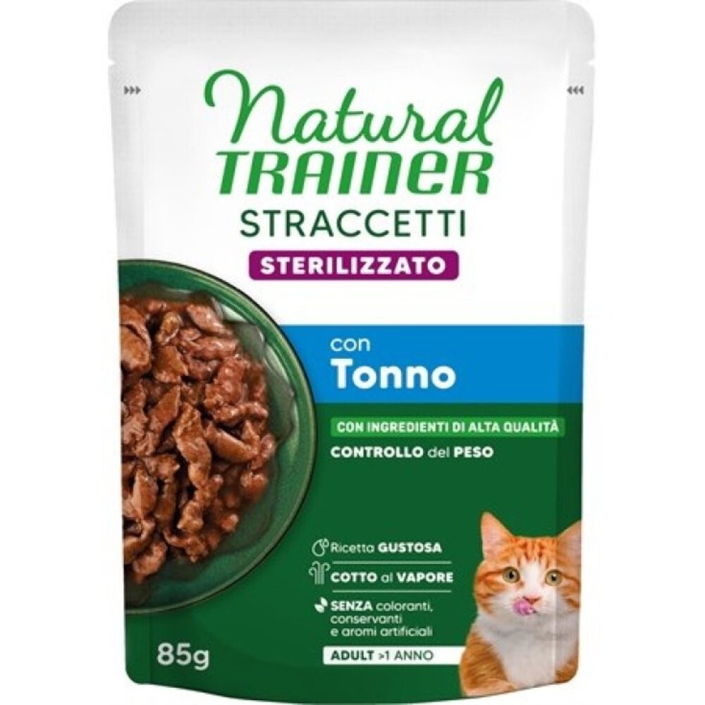 NATURAL TRAINER CAT STRACCETTI STERILIZZATO CON TONNO 85 GR
