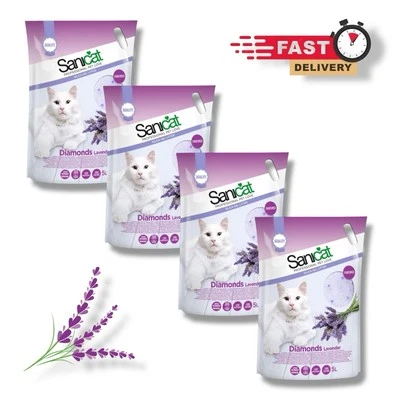 Sanicat Silica Crystal Diamond Gel Non-Clumping Cat Litter Lavender (5L x 4)