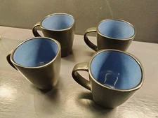 Gibson Elite Soho Lounge Coffee Mugs - Set Of 4 - BRAND NEW - Square Blue Glaze