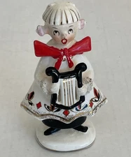 Ucagco Japan Christmas Choir Girl Holding Harp Figurine 5 1/2"