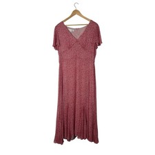 Coquette David Warren New York Womens 14 Silk Midi Dress Pink Floral Flutter