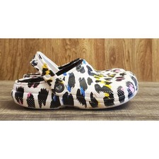 Crocs Classic Fur Lined Clogs Youth Size J1 Animal Print