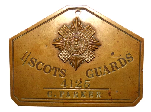 BRITISH MILITARY CAP BADGES 1st Scots Guards Regiment Brass Duty Plate, WW1