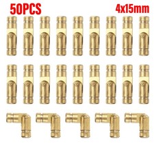50Pcs Invisible Barrel Hinges, 4x15mm Brass Concealed Hinge, Gold US Stock