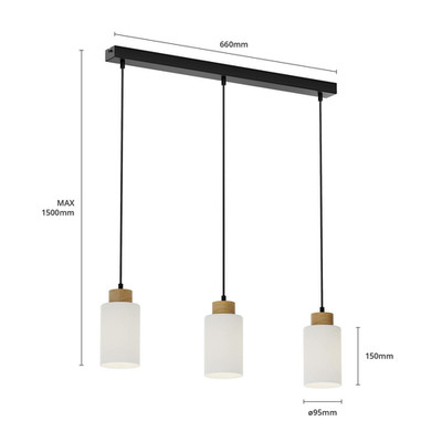 Envostar Talia Pendelleuchte Hängelampe Lampe 3-fl E27 linea Eiche weiß schwarz