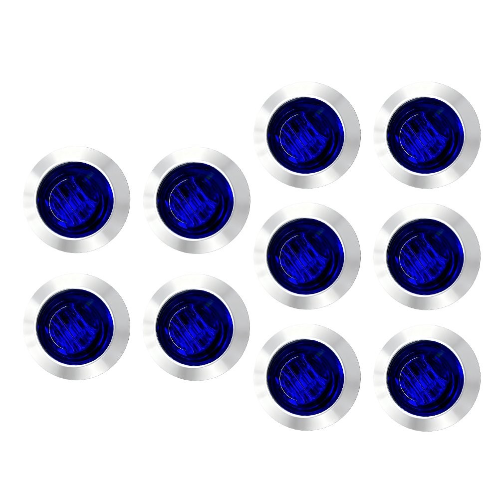 3/4" 12V Marker Lights LED Trailer Round Side Bullet Blue Stop Lamp w/ Ring 20x thumbnail 6