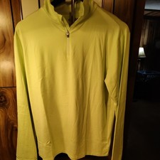 01.Algo Unisex Performance Quick Dry 1/4 Zip Pullover Shadow Lime XL (16/18) New