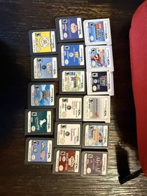 NINTENDO 3DS HANDHELD VIDEO GAME CONSOLE BLUE W/ 17 games and Mario case