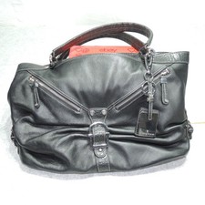 Vintage Etienne Aigner Black Leather Satchel Hand Bag Zipper