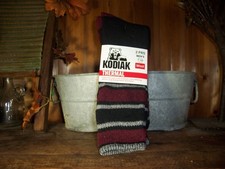 KODIAK MENS WOOL THERMAL SOCKS BLACK RED 2 PAIRS SIZE 7-12 WINTER SOCKS NEW