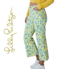 Vintage Lilly Pulitzer Pants Cuba Libre Bahama Sunshine Floral Cropped Sz 6