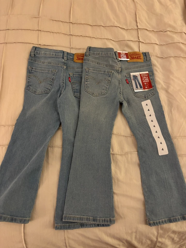 Two pairs of Girls Levi's 726 Flare Funky Vintage Styled Jeans Size 4 - Image 2 of 3