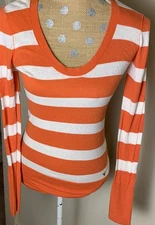 AMERICAN EAGLE Out. Y2K Strippe Sweater S Fitted 90s Preppy Fitted Mallcore 00s