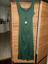 Green SLEEVELESS RUCHED DRAWSTRING HIGH SLIT DRESS sz 1x  NWT FASHION NOVA