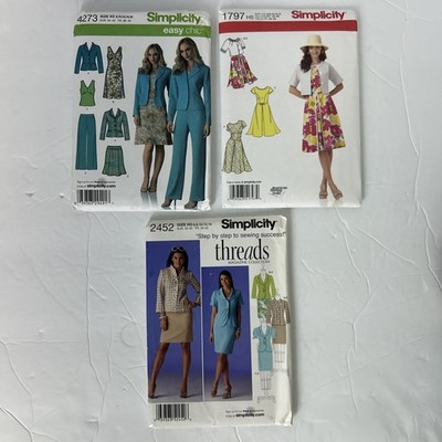 3 Uncut Simplicity Patterns 4273 1797 2452 Dress Pantsuit Skirt Blouse Sz H5 K5
