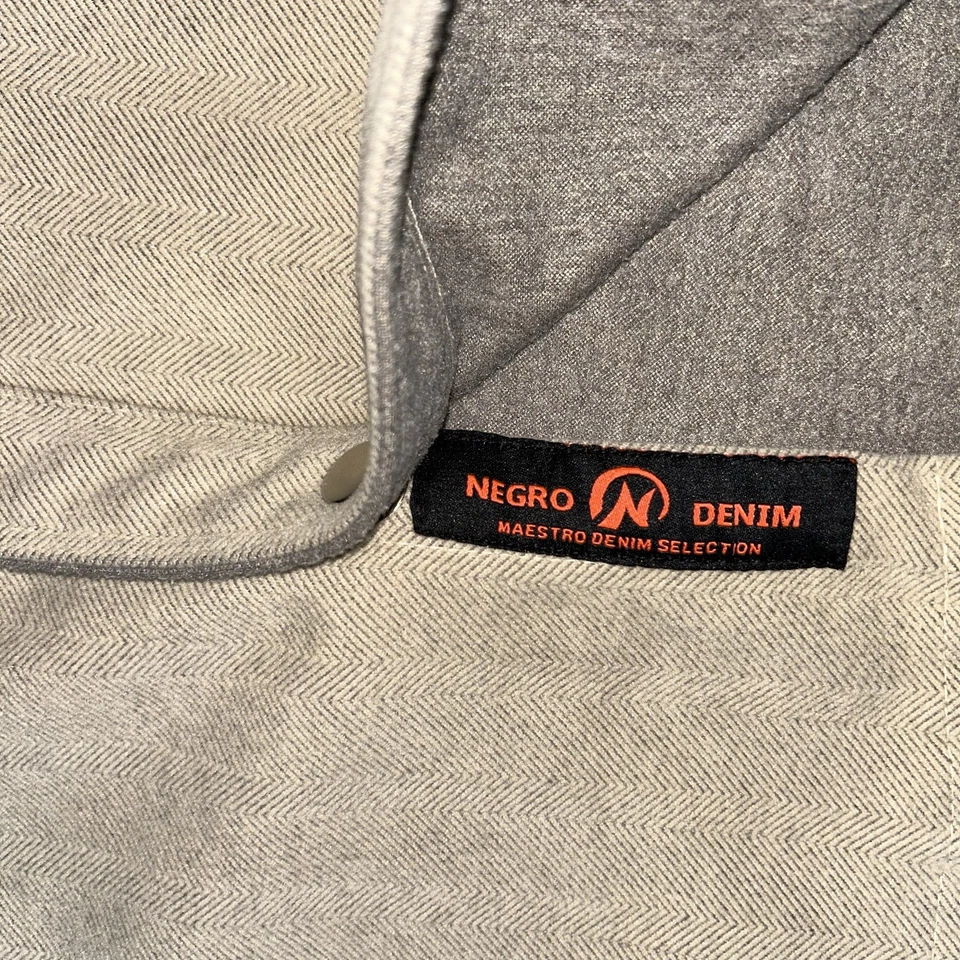 Sobrecamisa Chaqueta Negra Denim Beige Frontal A Presión Para Hombre XL Espiga Informal Foto 4 de 4