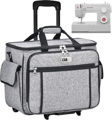 Rolling Sewing Machine Case Detachable Wheels Trolley Tote Bag Removable Wooden
