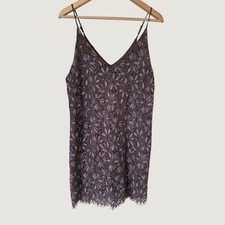 Speechless Plum Purple Floral Lace Mini Dress V-Neck Adjustable Straps Womens L
