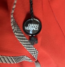 Gianni Versace 1997 Last Collection Show , Tags, Red Silk w Black & White Trim