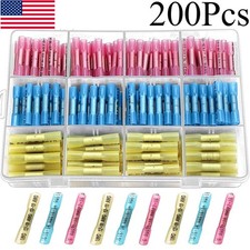 200Pcs Heat Shrink Butt Wire Splice Connectors Seal Crimp Terminals Waterproof