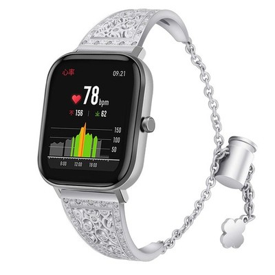 FitTurn Watch Band Compatible with Amazfit GTS 4 5.5-8.5 inches, Silver 