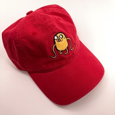 Adventure Time Cartoon Network red cotton baseball cap yellow fuzzy embroidery
