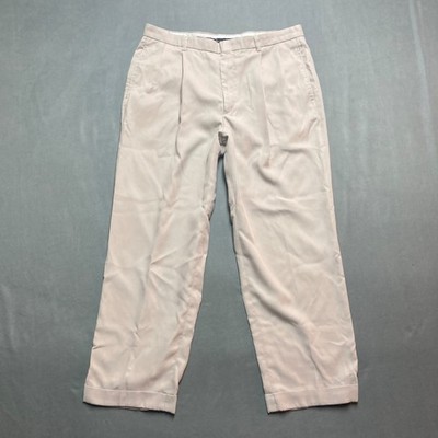 VTG Byron Nelson Pants Mens 38x29 Beige Pleated Cuffed Loose Relaxed Lightweight