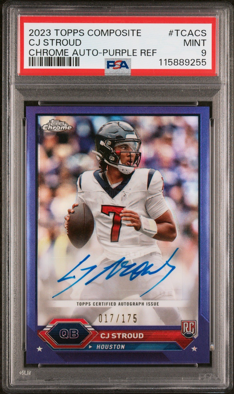 2023 Topps Composite Chrome Purple CJ Stroud RC ROOKIE AUTO 032/175 PSA 9 MINT