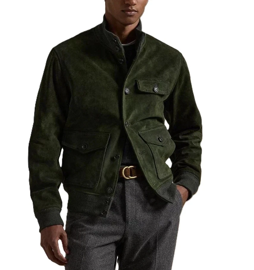 Mens Pure Suede Leather Jacket Flight Bomber Coat XXS - 5XL Aries Leathers