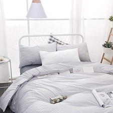 - Striped Comforter Set, 100 Cotton Fabric, Ticking Stripe Queen Gray
