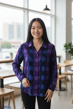 Notations Sz M Button Front L/S Satin Blouse, Vibrant Colors. NS-25