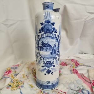 Vintage Delft Blue Bols Royal Distilleries Bottle Zenith w/ Ribbon UNIQUE STYLE
