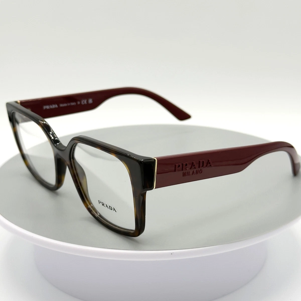 Prada VPR62U Gold/Burgundy Cat Eye Eyeglasses Italy Double Wire Frame Only&Case PRADA Women Red Eyeglass Frames for sale | eBay main image 3