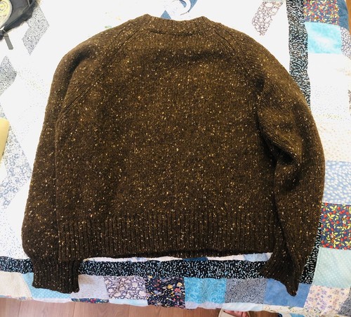 Margaret Howell Women's Natural Merino Wool Button Raglan Crew Neck Brown Size14 - Picture 9 of 11
